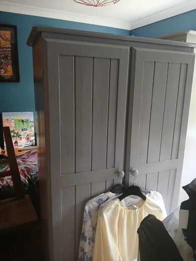 Grey painted wooden wardrobe