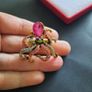 Rhinestone & Crystal Gold Tone Octopus Brooch Pin Badge Steampunk Style Jewelry Image 7