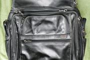TUMI Compact Laptop Brief Pack Backpack Black (Leather)  Black Travel Bag