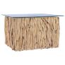 Coffee Table with Glass Top 66x66x40 cm Solid Teak Wood Image 2