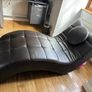 Modern Curved Faux-Leather Chaise Armchair Image 3