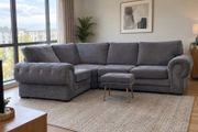 Verona Grey  corner L shaped sofa with footstool