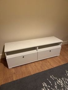 IKEA Hemnes TV Bench - White Stain Solid Wood | 2 Large Drawers