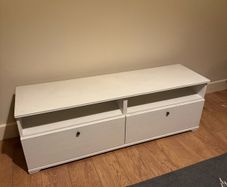 IKEA Hemnes TV Bench - White Stain Solid Wood | 2 Large Drawers
