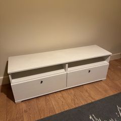 IKEA Hemnes TV Bench - White Stain Solid Wood | 2 Large Drawers