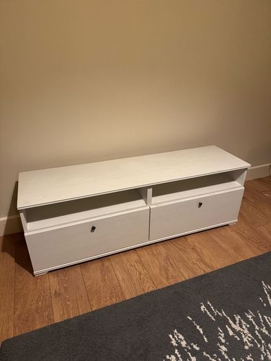 IKEA Hemnes TV Bench - White Stain Solid Wood | 2 Large Drawers