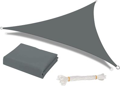 Sun Shade Sail Waterproof Outdoor Garden Patio Party Sunscreen Awning 2x2x2m Triangle Canopy 98% UV Block with Free Rope, Grey