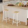 Bar Stools Square Base Set of 2, Tall Breakfast Bar Stools with Footrest for Kitchen, Industrial Style, for Dining Room, Party Room, 29.5 x 29.5 x 70CM Image 3