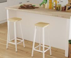 Bar Stools Square Base Set of 2, Tall Breakfast Bar Stools with Footrest for Kitchen, Industrial Style, for Dining Room, Party Room, 29.5 x 29.5 x 70CM