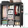 Portable Closet with 2 Hanging Rails & 8 Shelves, Bedroom Wardrobe with 18 Side Pockets, Foldable Garment Organiser (Black Image 3