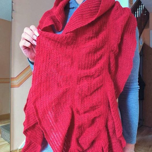 Red Ruched Knitted Scarf 115x40cm RIVER ISLAND