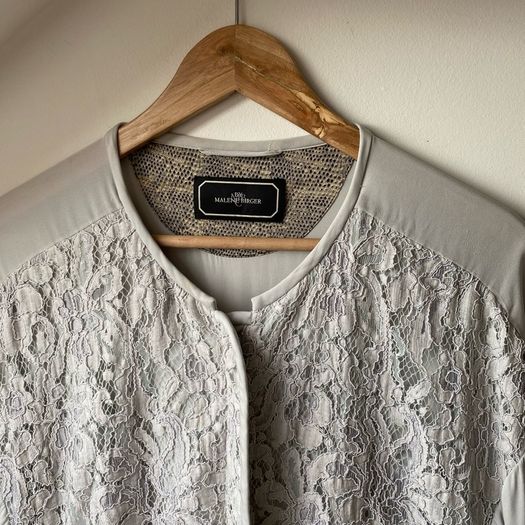 By Malene Birger Silk Lace Paneled Bomber Jacket