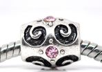 Pandora Style Pink Rhinestone Scroll Beads