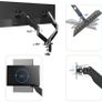 Aluminum Dual Monitor Stand for two Screens, Height Adjustable, 360 Rotatable Gas Spring Arm, 2 Optional Mounting Methods, Support VESA 75-100mm. Image 5