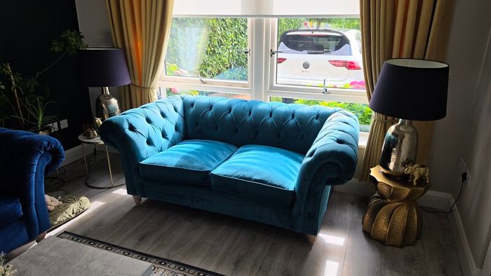 Gosford Large Navy Button Sofa
