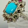 Sleeping Beauty Turquoise, White Zircon Multi-Tourmaline Cosmo Ring Image 8