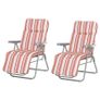 Set of 2 Garden Sun Lounger Outdoor Reclining Seat Cushioned Seat Foldable Adjustable Recliner, Orange and White Image 3