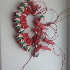 Christmas card clothes peg line holder