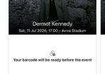 Dermot Kennedy Aviva Sat 11th July 2026