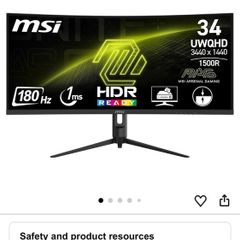 MSI 34 inch ultrawide monitor