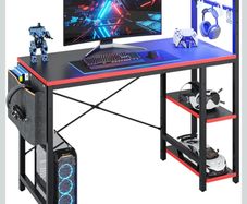 113CM Reversible Corner Gaming Desk with RGB LED Lights