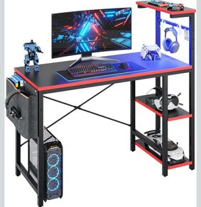 113CM Reversible Corner Gaming Desk with RGB LED Lights
