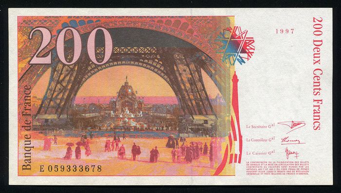 FRANCE - 200 Francs 1997 Banknote P-159b Gustave Eiffel - (XF-AU)