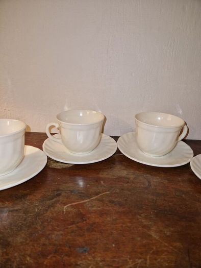1960's 12 piece Arcopal milk glass cups and saucers set