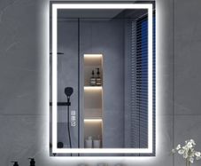 700x500mm, LED-Bathroom-Mirror with Defogging Mat, 3000K-6500K, Dimmable, Memory, HD Tempered Glass, IP44 Waterproof, HorizontalVertical