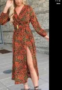 dress Bnwt wrap effect midi dress JS Millennium dress khaki & orange animal print