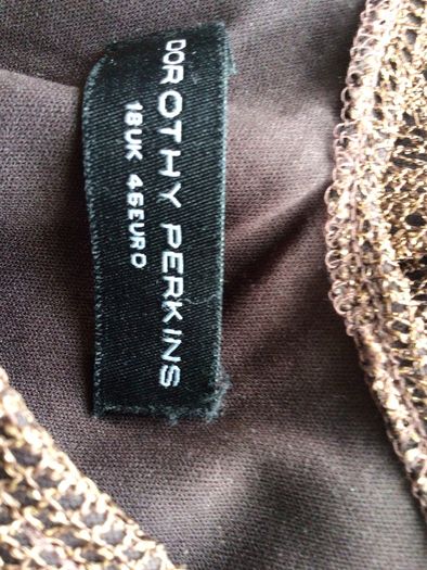 Vintage Dorothy Perkins long line Brown and Gold lacey Party dress Size 18 postage included