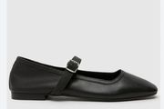 Black leather ballerina flat shoes size 38