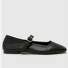 Black leather ballerina flat shoes size 38
