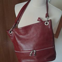 Stunning Designer Laura DiMaggio Maroon Italian Leather Bag