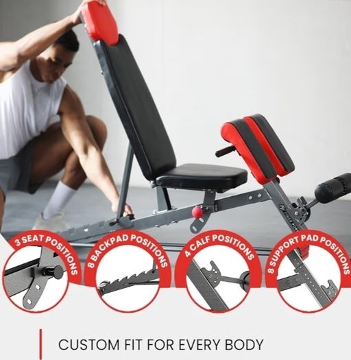 Multi-Functional FID Weight Bench for Full All-in-One Body Workout Hyper Back Extension, Roman Chair, Adjustable Ab Sit up Bench, Incline Decline Bench, Flat Bench