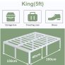 41 cm King Size Bed Frame with Rounded Corner Legs, 5ft Image 9
