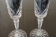 Pair of Galway Crystal Bride &amp; Groom Champagne Flutes.