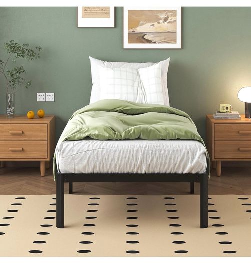 Teen 3ft Single Bed Frames with Rounded Corner Legs, Heavy Duty Metal Bed Frame Single with Steel Slats Support, Single Bed 36 cm High, Noise Free, Easy Assembly