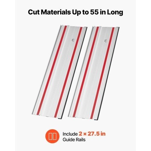 1397 mm Cutting Range, Kit Includes 2 x 698.5 mm Aluminum Extruded Guide Rails and 1 Connector, Compatible with Makita, Festool & WEN Track Saws, for Woodworking Projects