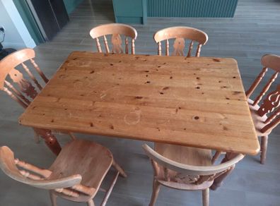 Pine dining chairs x6