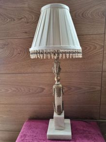 Vintage Art Nouveau Onyx and Brass Figural Lamp