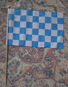 24 light blue and white checkered hand flags