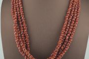 Vintage African Style Stripe Light Orange 7mm - 8.5 mm Glass Beads Necklace Strand