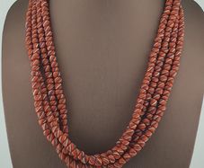 Vintage African Style Stripe Light Orange 7mm - 8.5 mm Glass Beads Necklace Strand