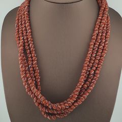 Vintage African Style Stripe Light Orange 7mm - 8.5 mm Glass Beads Necklace Strand