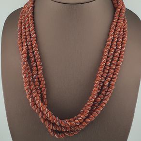 Vintage African Style Stripe Light Orange 7mm - 8.5 mm Glass Beads Necklace Strand
