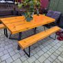 Indoor/outdoor wood table and benches 8p Image 3