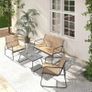 Conversation Sets 4 Pieces, Garden Table and Chairs, mesh sling Material, Waterproof, Breathable, Garden Furniture Sets for Outdoor, Backyard, Poolside (Brown) Image 3