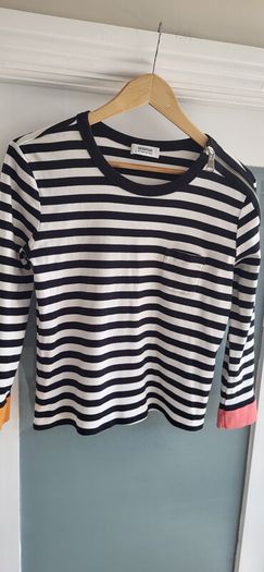 SONIA by Sonia Rykiel black and ivory striped top Sz M (Fit 8-10UK) - Rrp 285