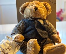 Vintage Russ Collection Teddy Bear (Russ Berrie) - Fully Dressed with Tote Bag